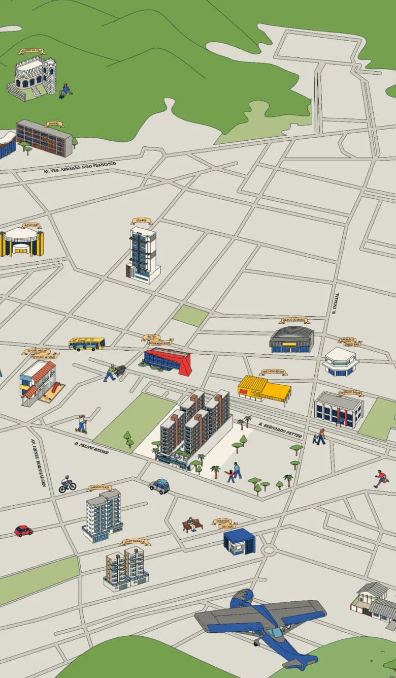 Mapa ilustrado da localização do Portovelas em Itajaí
