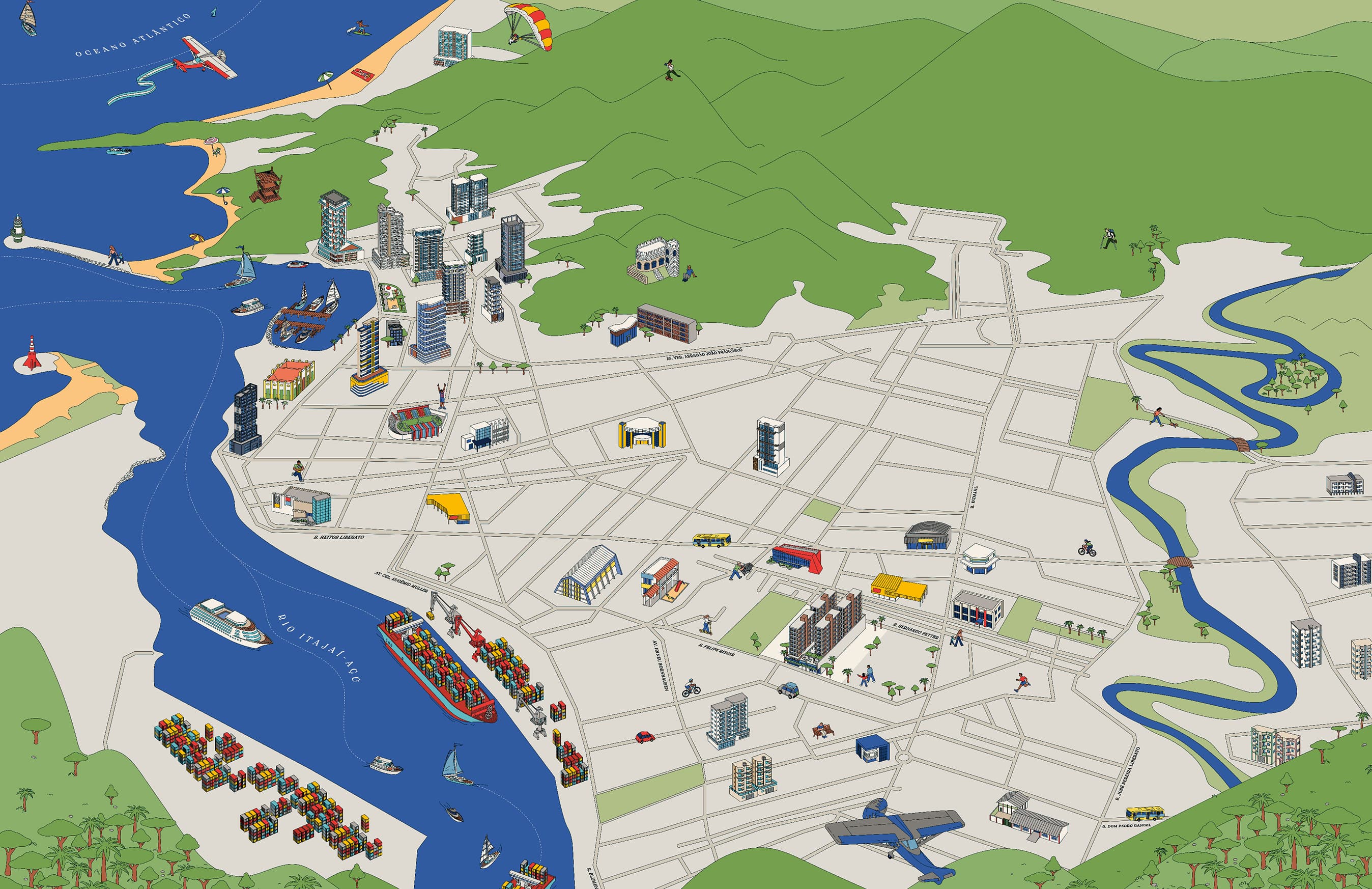 Mapa ilustrado da localização do Portovelas em Itajaí